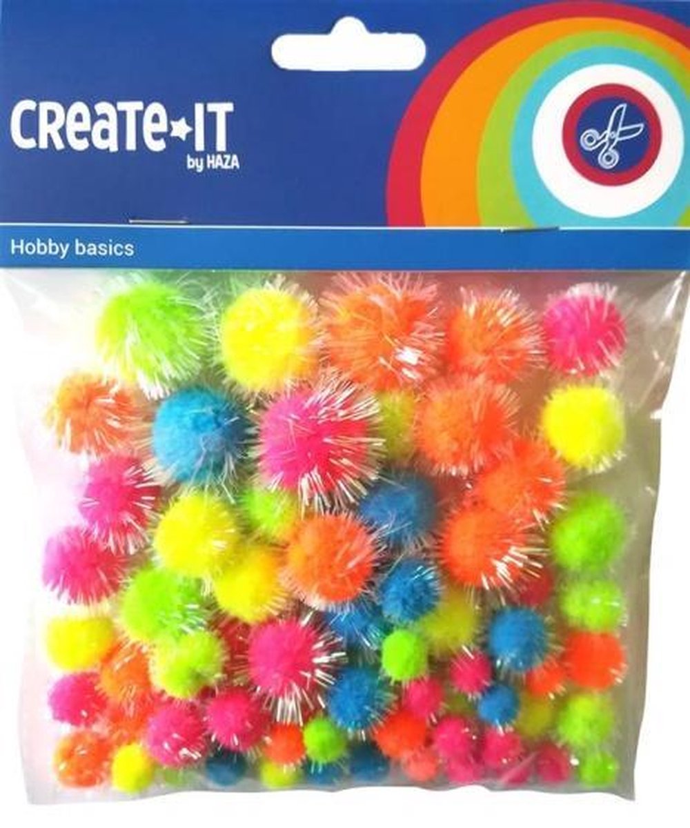 knutselset Create it - Glitter Neon mix 75 stuks