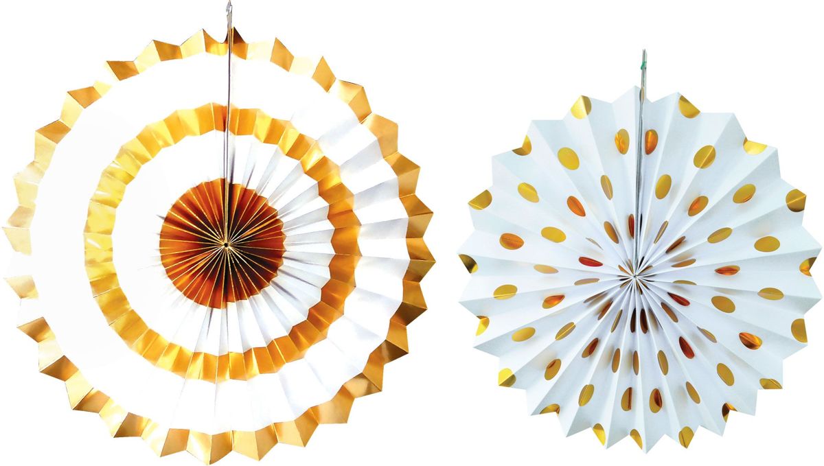 Waaier set festive gold per 2 stuks