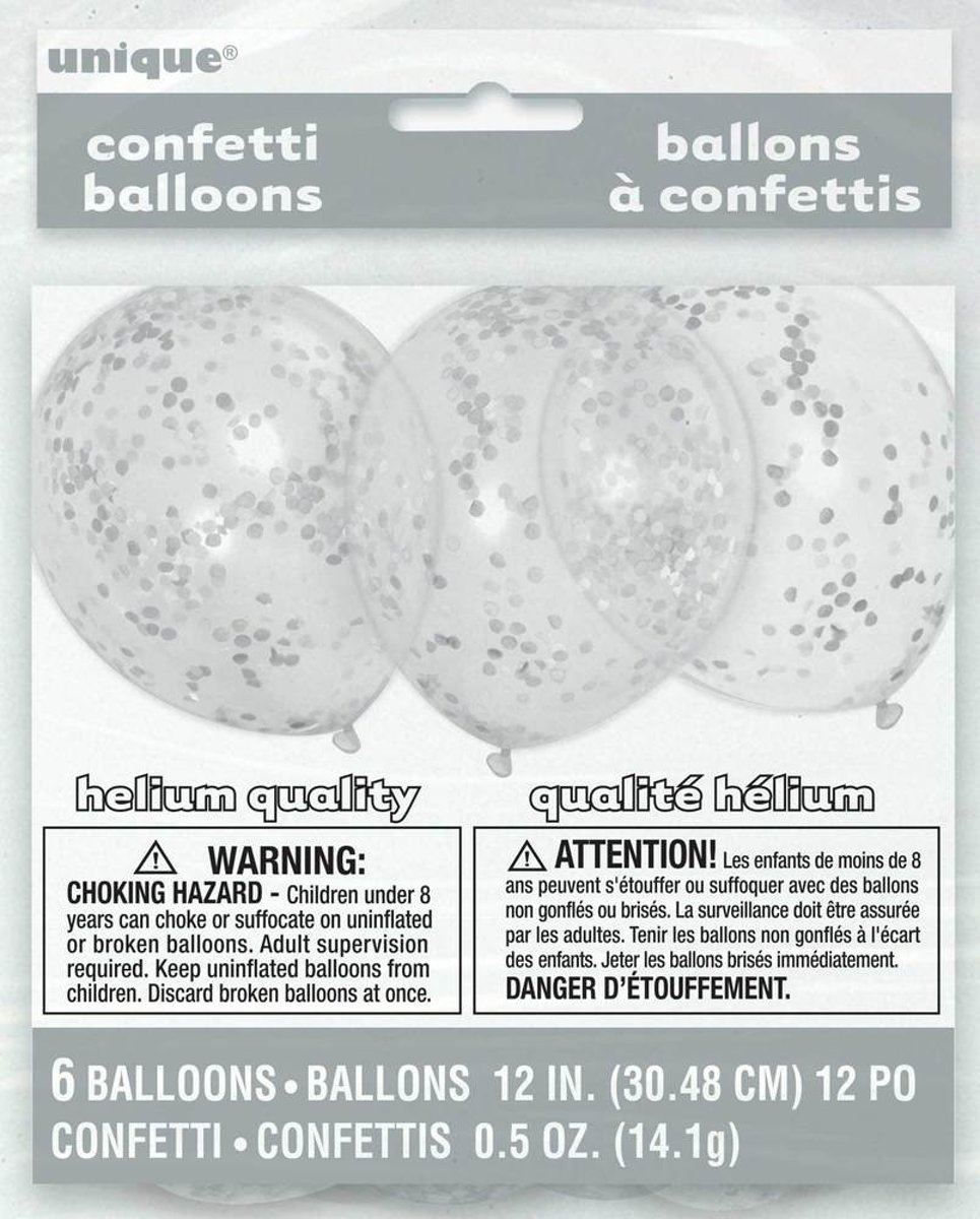 ballon transparant met zilverkleurige confetti
