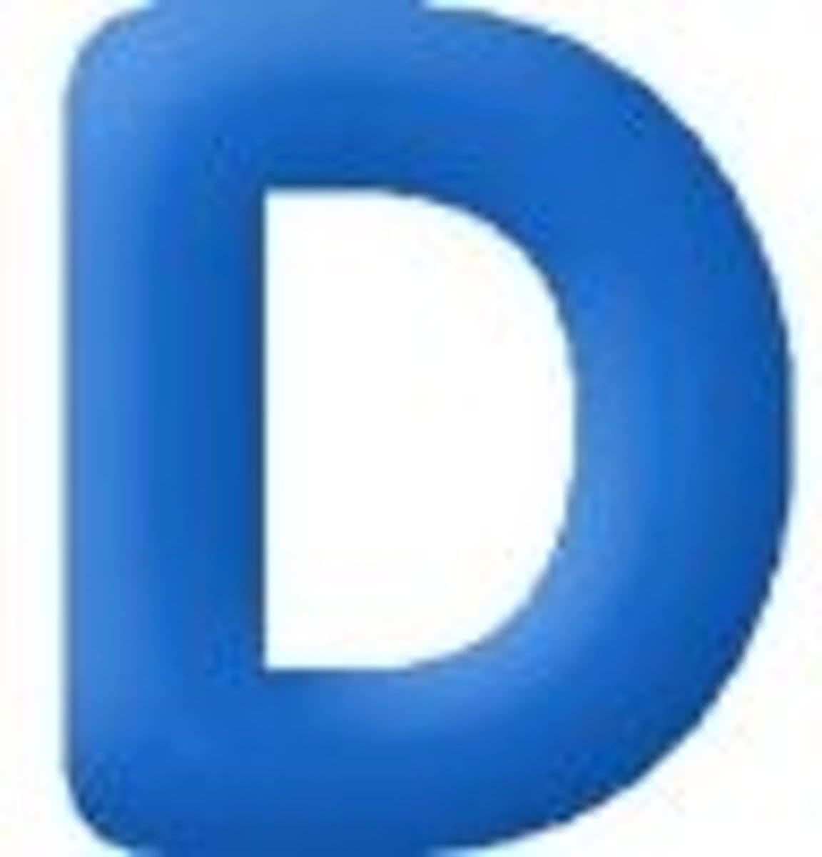 funtext letter D blauw