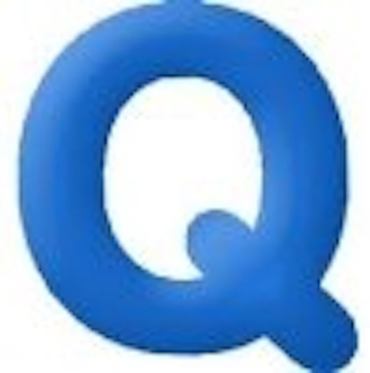 funtext letter Q blauw