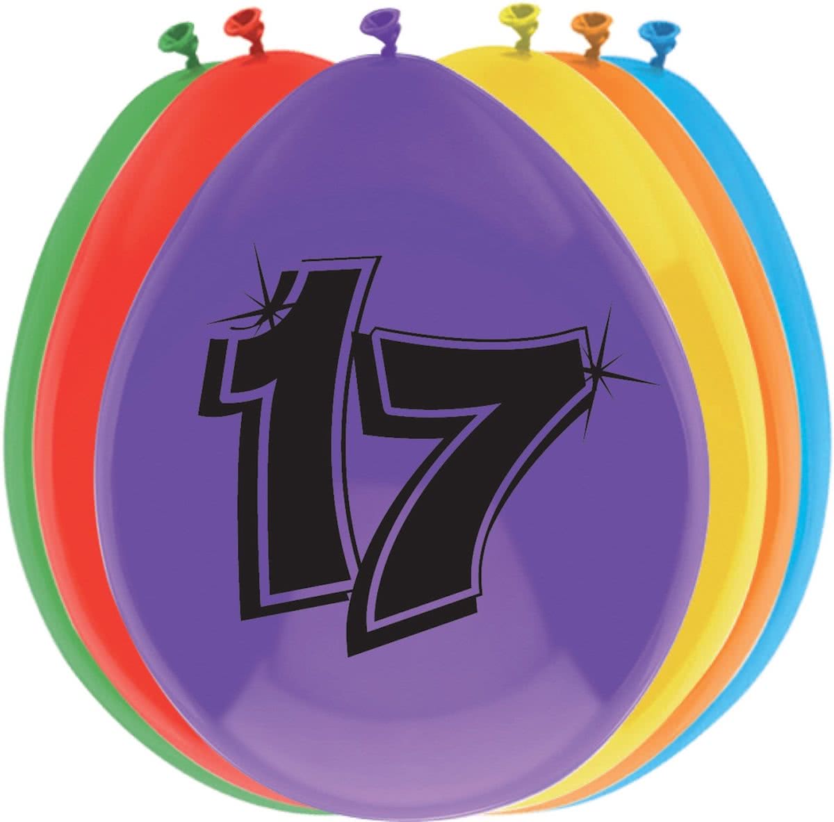 leeftijd ballonnen - 17 - 6 x diverse kleuren