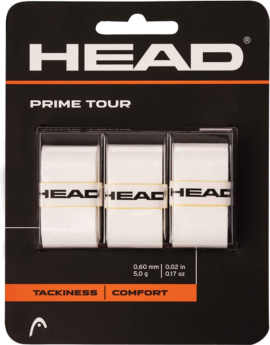 Head Prime Tour Overgrip - White - Pack of 3.