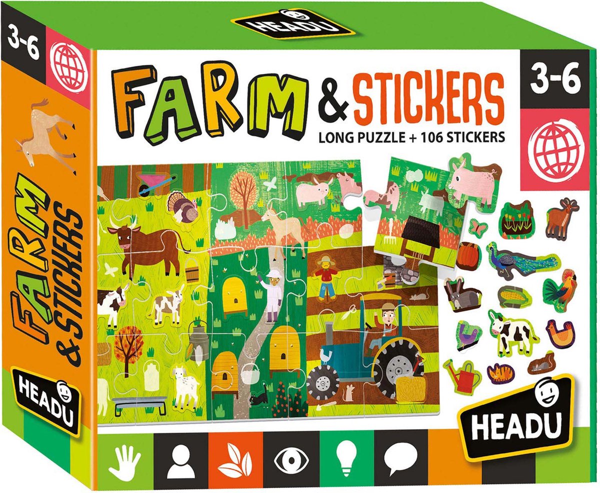 Puzzle farma z naklejkami HEADU