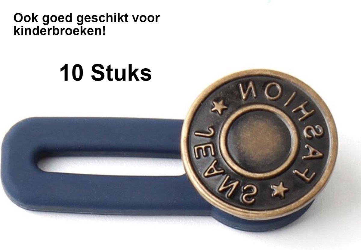 *** 10 Stuks Brons - Voor Kinderbroek - Knoopsgat Verlenger - Broekverbreder - Verbreden Jeans - Zwanger Buikband - Knoopsgaten Elastiek -van Heble® ***