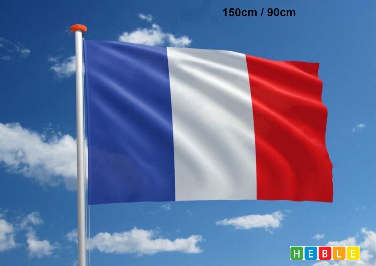 *** 2x Franse Vlag Vlag 150x90cm - Frankrijk Vlag - van Heble® ***