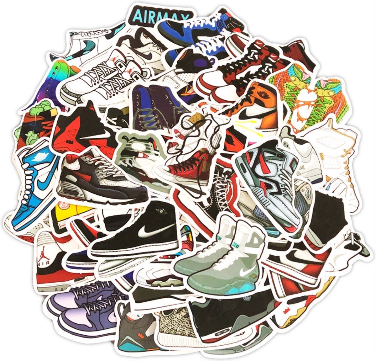 *** 50 Stickers Sneacker - Sport Schoen Stickers - schoenen - Grappige Stickers - Laptop Stickers Stickervellen - Plakstickers - Koffer Stickers - Stickers Bullet Journal van Heble® ***