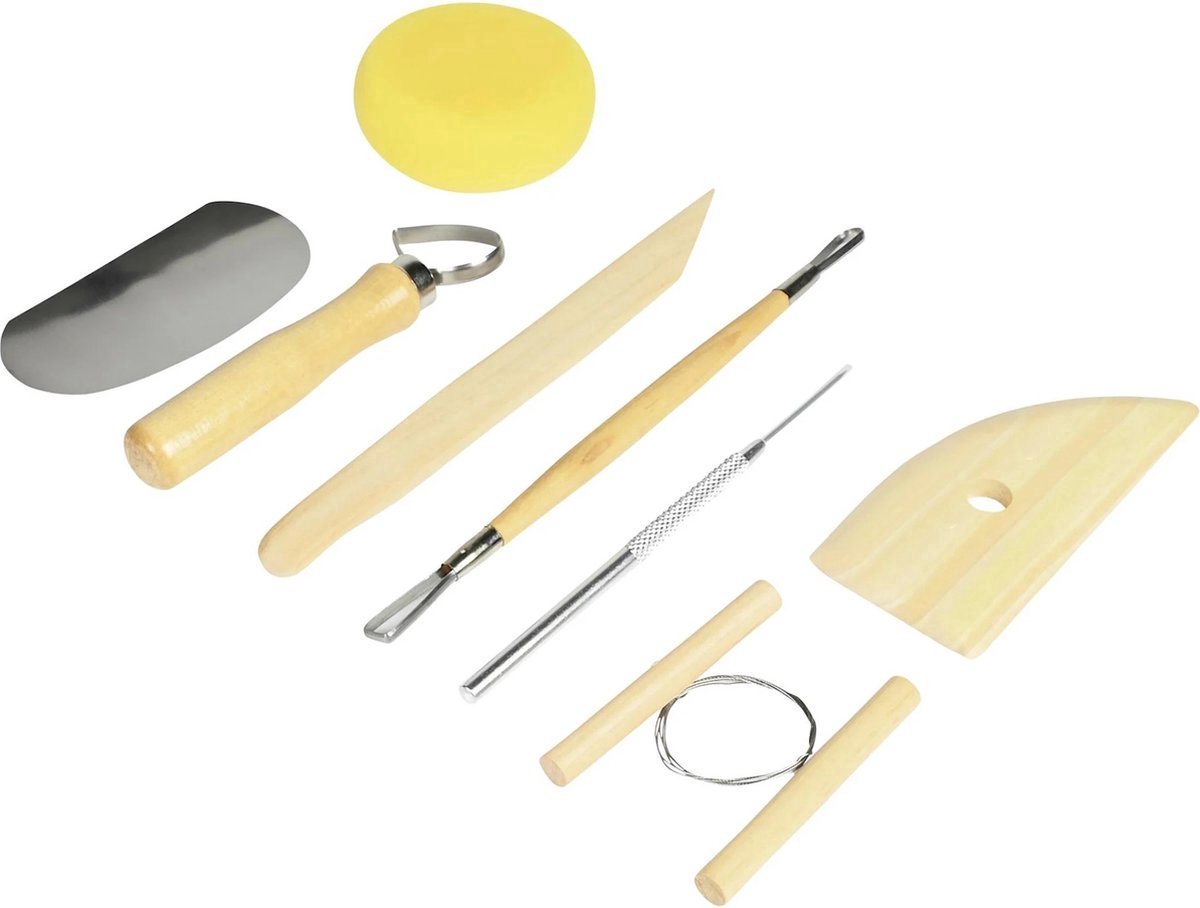 *** Boetseergereedschap voor klei 8 stuks - Boetseerset 8 delig- Boetseer gereedschap 8 onderdelen - 8-delige set: Klei - Sculptuur Gereedschap - van Hebler ***