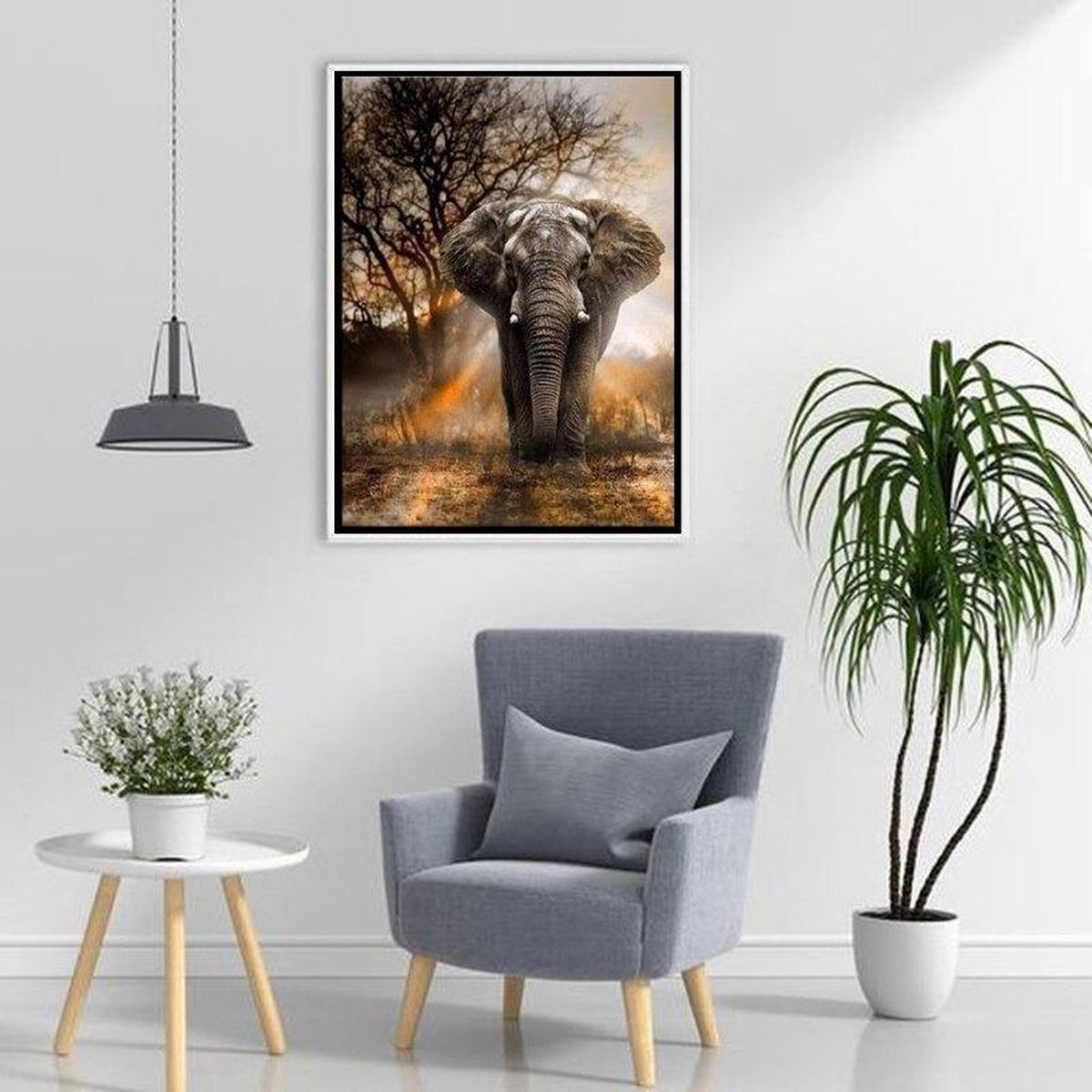 *** DIAMOND PAINTING: 40/50 - Knutselen - Olifant - Ronde Steentjes - Creatief - Diamantjes - Steentjes - Heble® ***