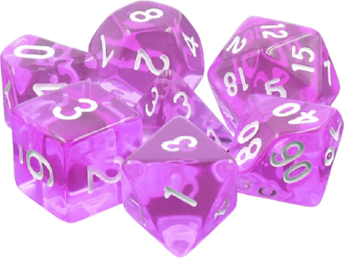 *** De Magie van Polyset Dice - Betoverende Set van 7 Dobbelstenen in Donker Paars, Donker Blauw, Glitters en Goud - Perfect voor D&D en Tafeltop Spellen - van Heble® ***