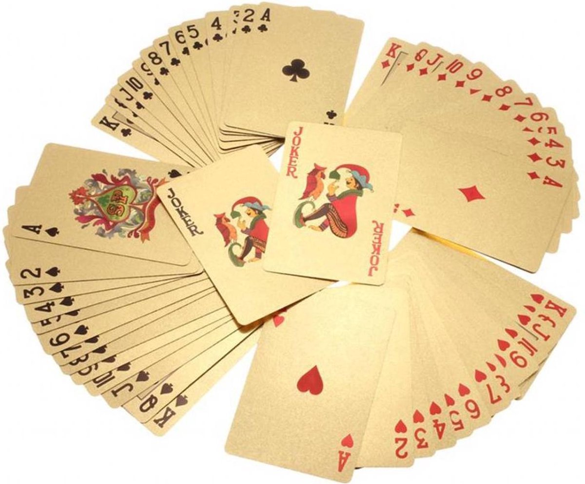 *** Goudkleurige Speelkaarten Set voor een Luxe Pokerervaring - Euro Model met Geplastificeerde Plastic Kaarten - Speel als een Pro met 54 Perfecte Kaarten - van Heble® ***