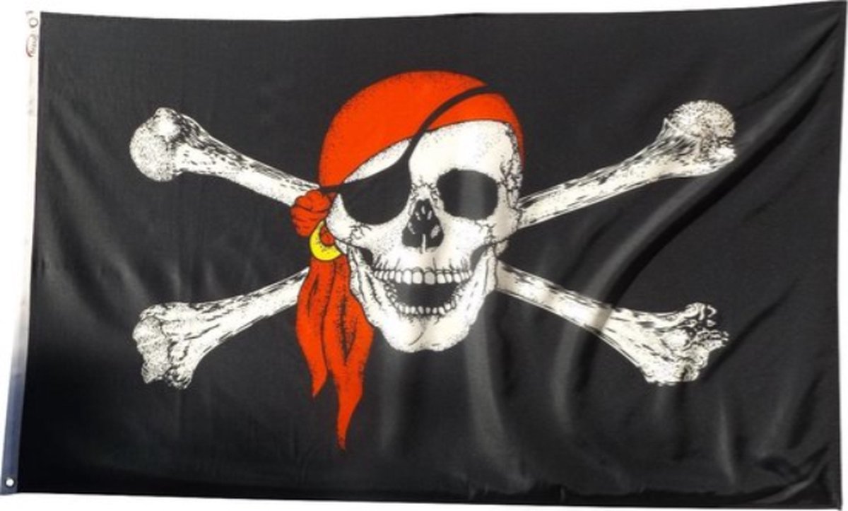 *** Grote Piraten Vlag 150x90cm - Piraat - Doodshoofd  - van Heble® ***