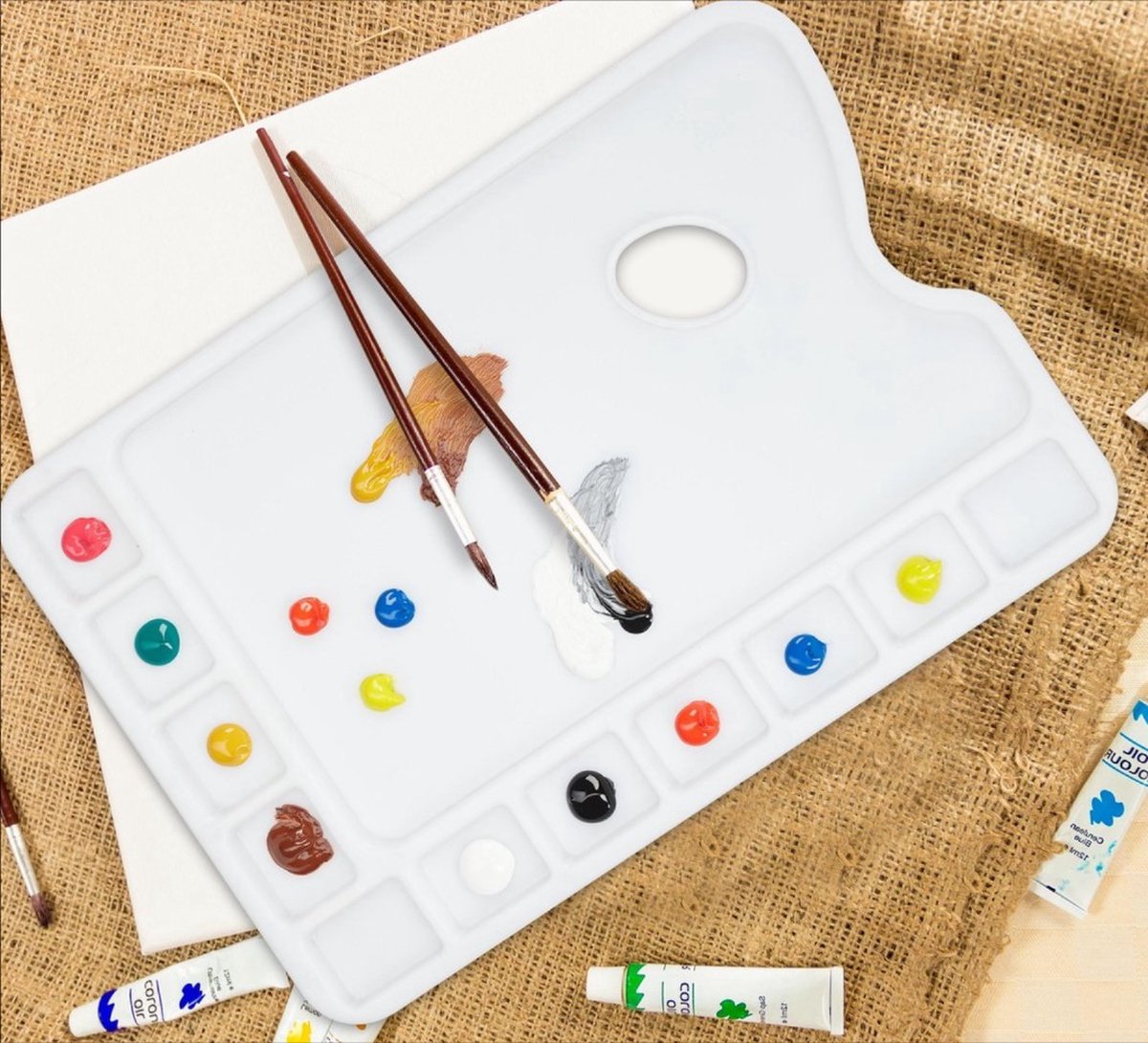 *** Schilderspalet - Plastic verfpalet - mengpalet - groot - 11 vakjes - Verven Schilderij Doek - van Heble® ***