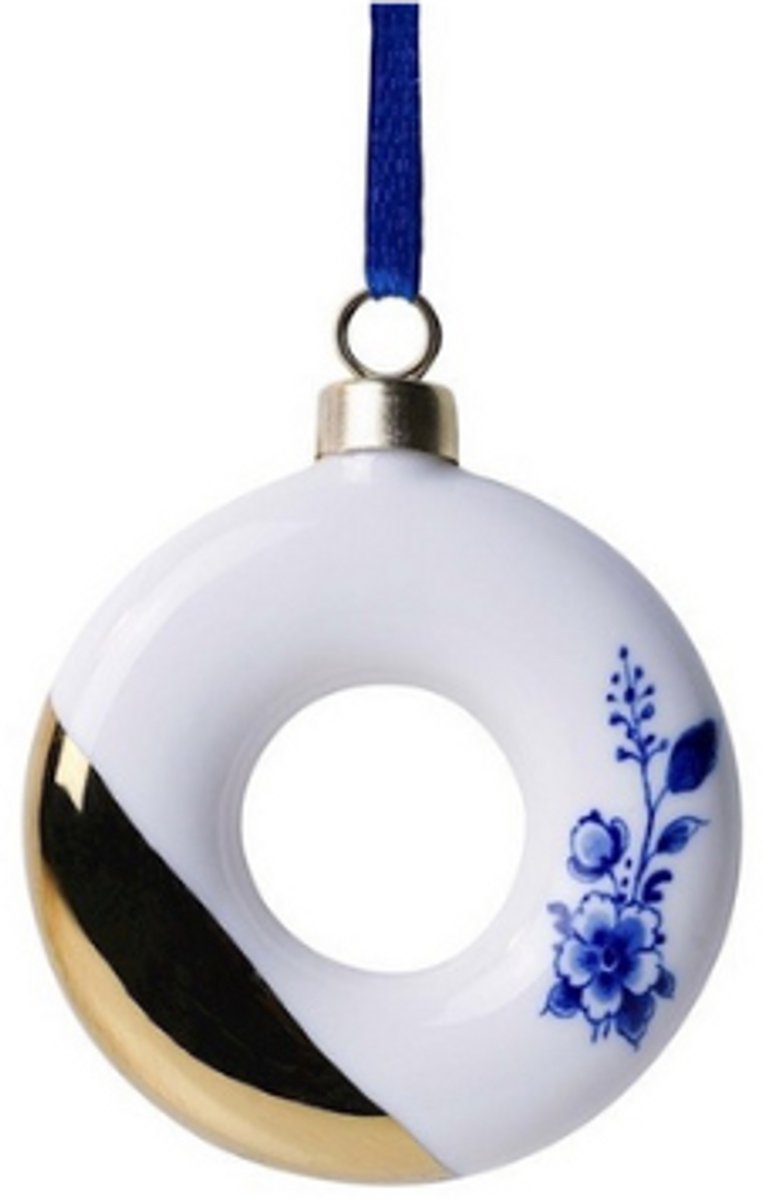 Kerstornament donut - Keramiek - 8 cm