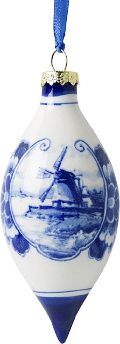 Kerstpegel Landschap - Delfts blauw - Keramiek - 7 cm
