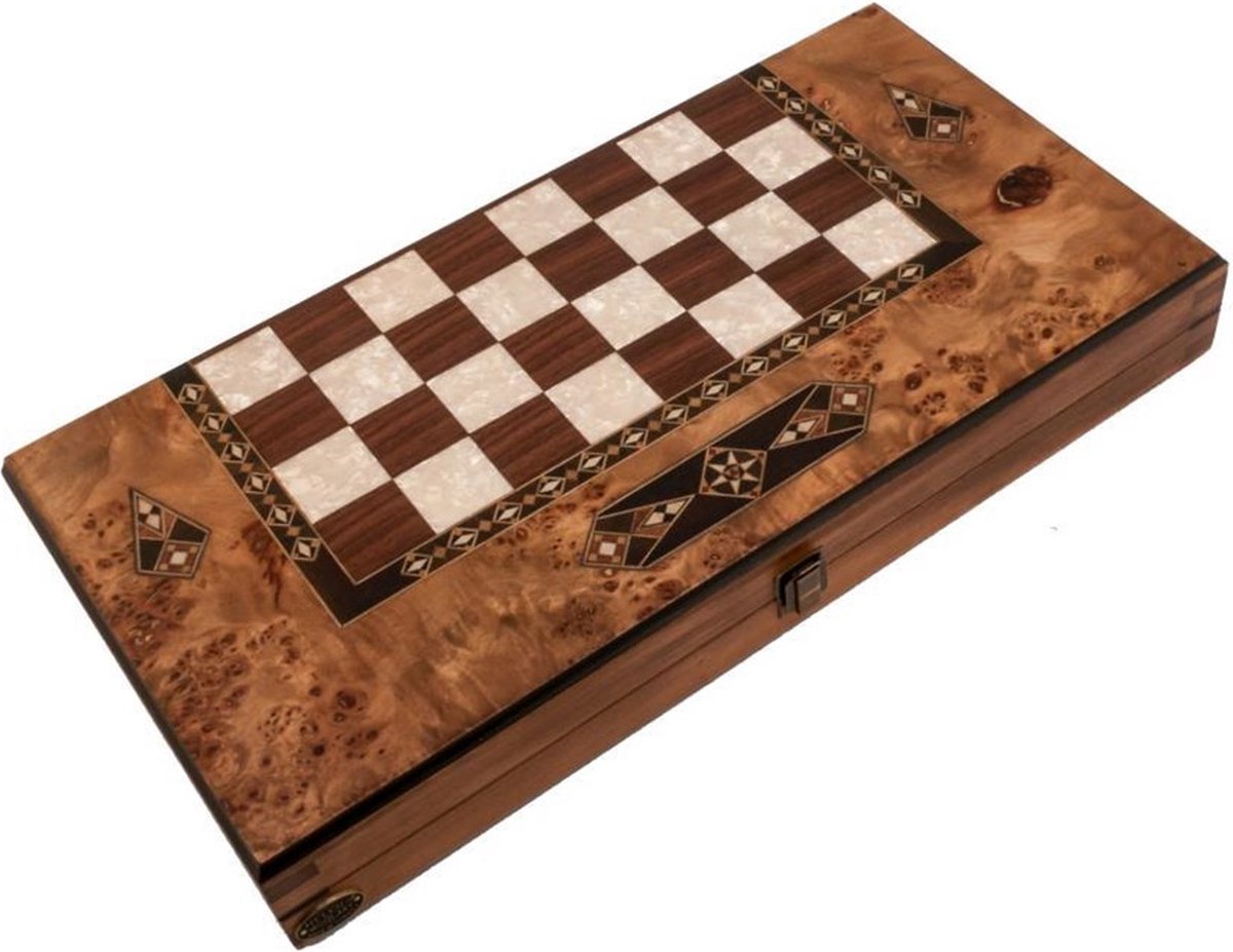 Handgemaakte Houten Backgammon Speelset van Hoge Kwaliteit - Tavla - 100% Hout - Luxe uitgave - TricTrac - 50 x 25 cm
