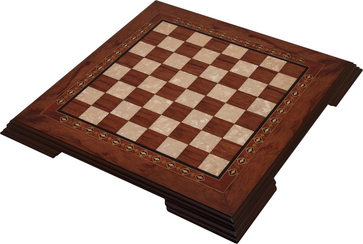 Handgemaakte houten schaakbord - Metalen Schaakstukken - Luxe uitgave - Schaakspel - Schaakset - Schaken - Chess - 38,5 x 38,5 cm