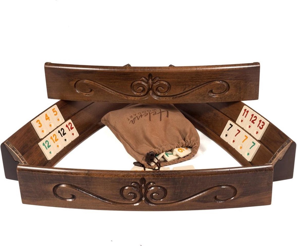 Rummy - Okey - 100% Hout - Handgemaakt - Luxe uitgave - Inclusief tas - Bordspel - Rummi - Geschikt voor Rummikub spel
