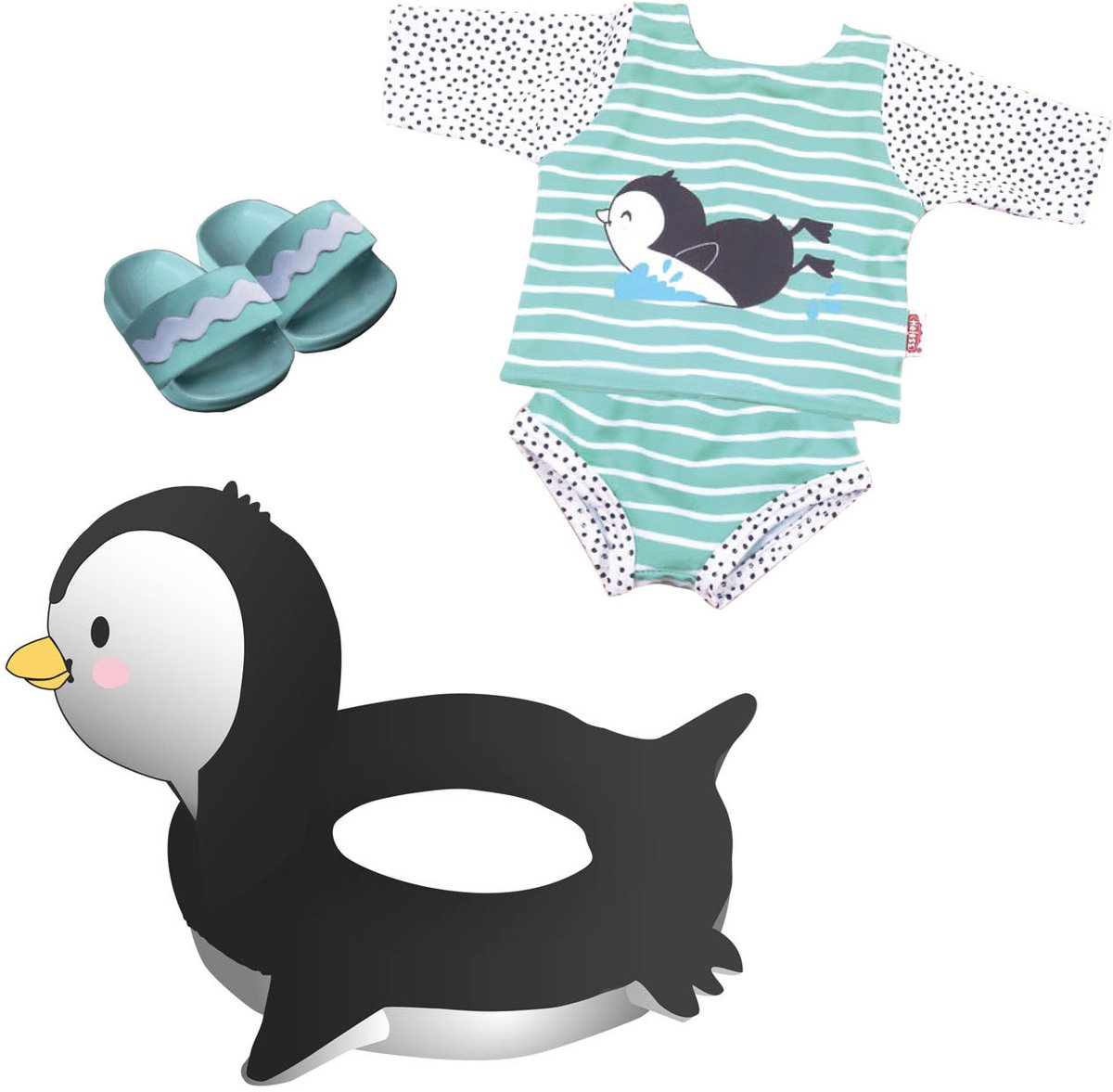 Heless poppen zwemset pinguin - badkleding voor poppen 35-45 cm.