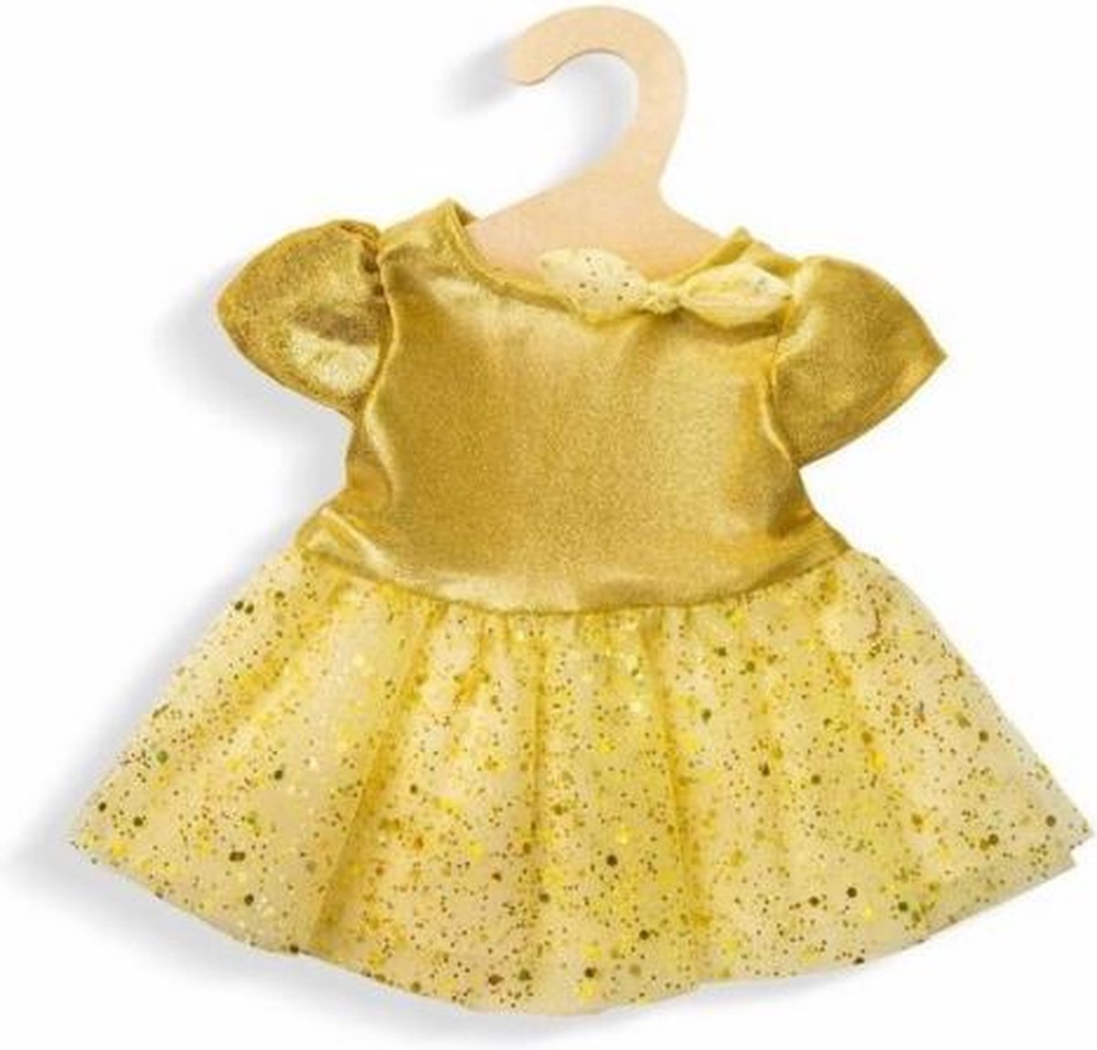 poppenkleding jurk goud 28-35 cm