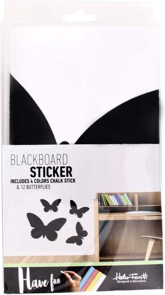 Vlinders Blackboard Stickers Zwart Set van 4 Zelfklevend