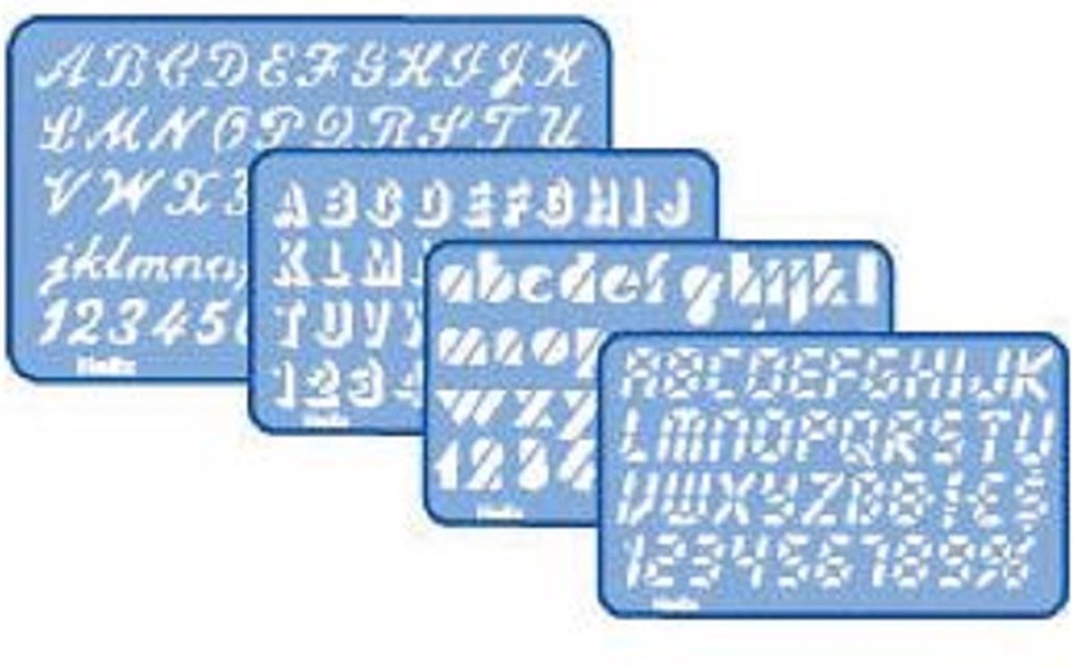 Lettersjablonen - Sjabloon met letters - Alfabet - ABC - Cijfers - H41 - Helix - 4 verschillende maten