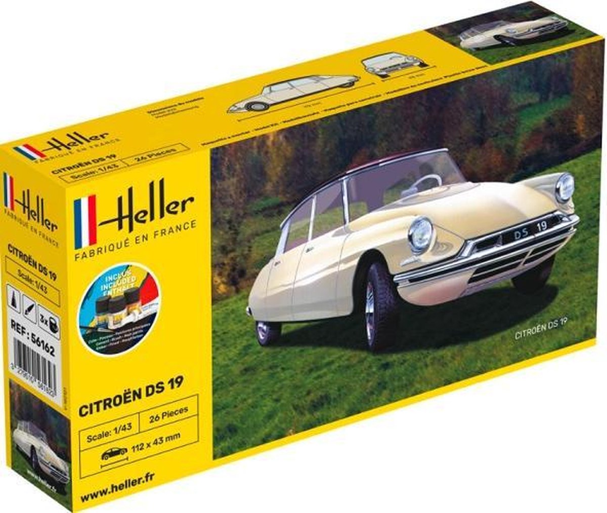Heller Citroen DS 19 (modelbouw, 1:43 startkit  = incl verf en lijm)
