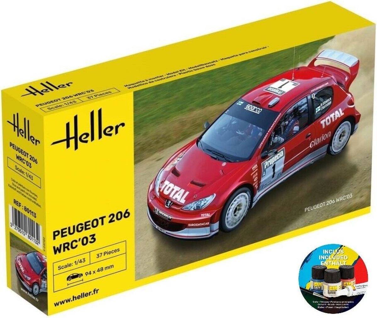 Heller Modelbouwpakket Auto - 56113 PEUGEOT 206 WRC 03 - Starter Kit Plastic - 1:43 -