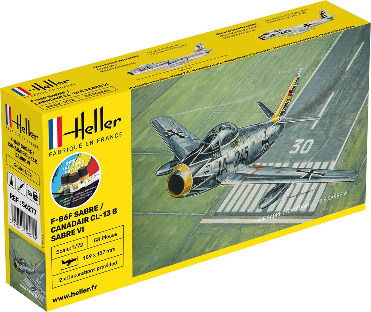 Heller Modelbouwpakket Militaire voertuigen - 56277 F-86F Sabre - Canadair CL-13 B Sabre VI - Starter Kit Plastic - 1:72 -