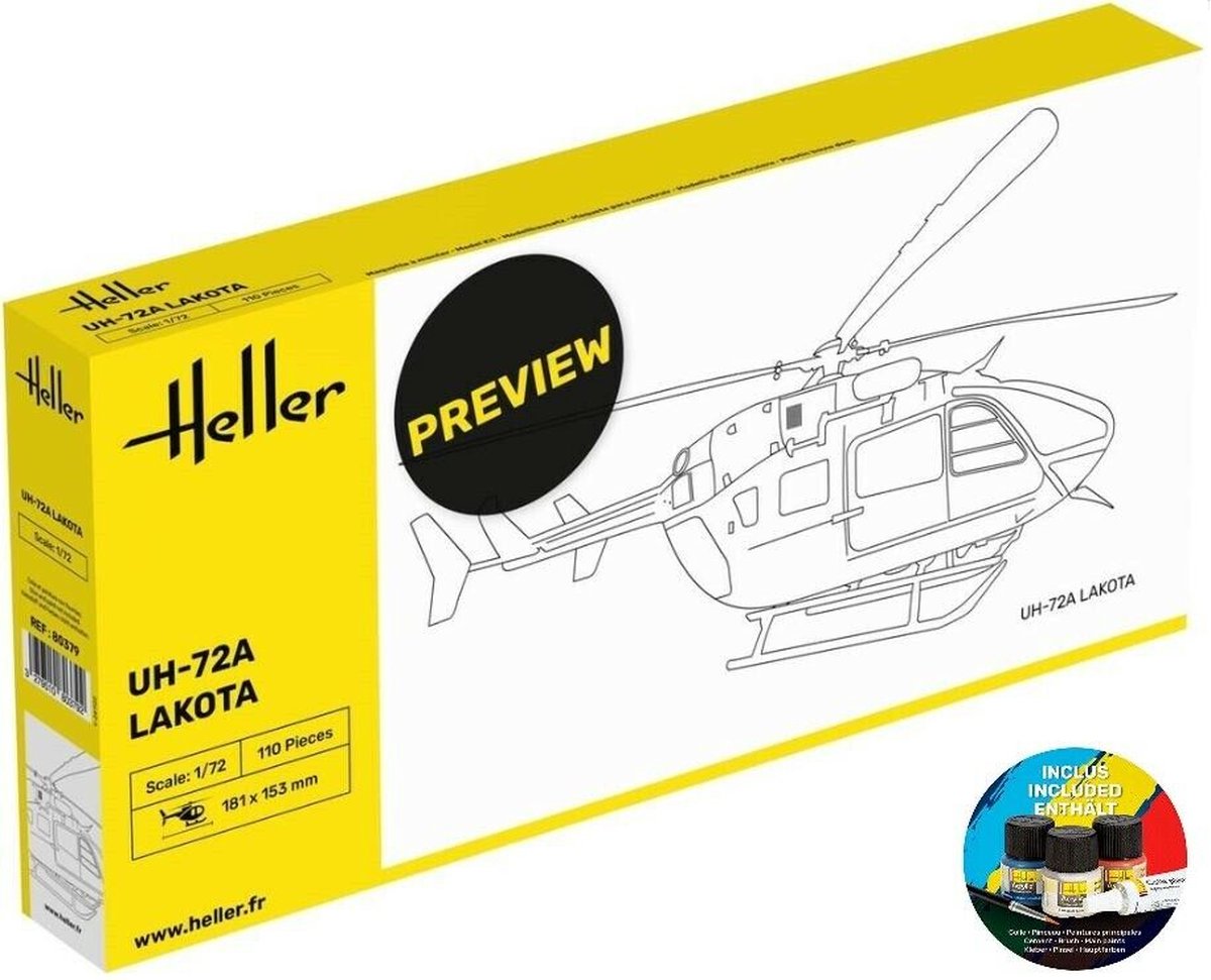 Heller Modelbouwpakket Militaire voertuigen - 56379 Eurocopter UH-72A Lakota Heli - Starter Kit Plastic - 1:72 -
