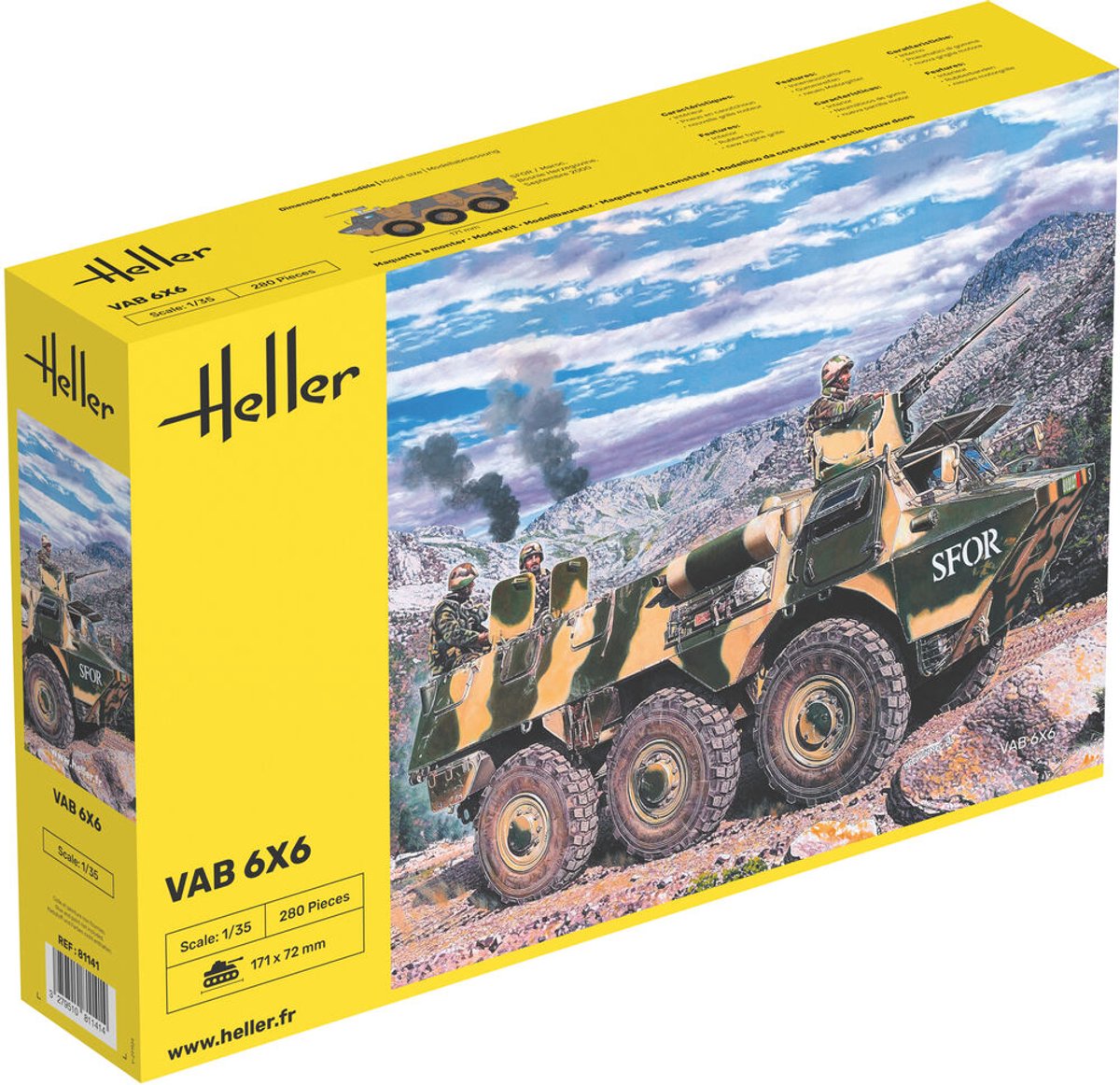 Heller Modelbouwpakket Militaire voertuigen - 81141 VAB 6x6 - Véhicule de lAvant Blindé - Militair Pantservoertuig Plastic - 1:35 -
