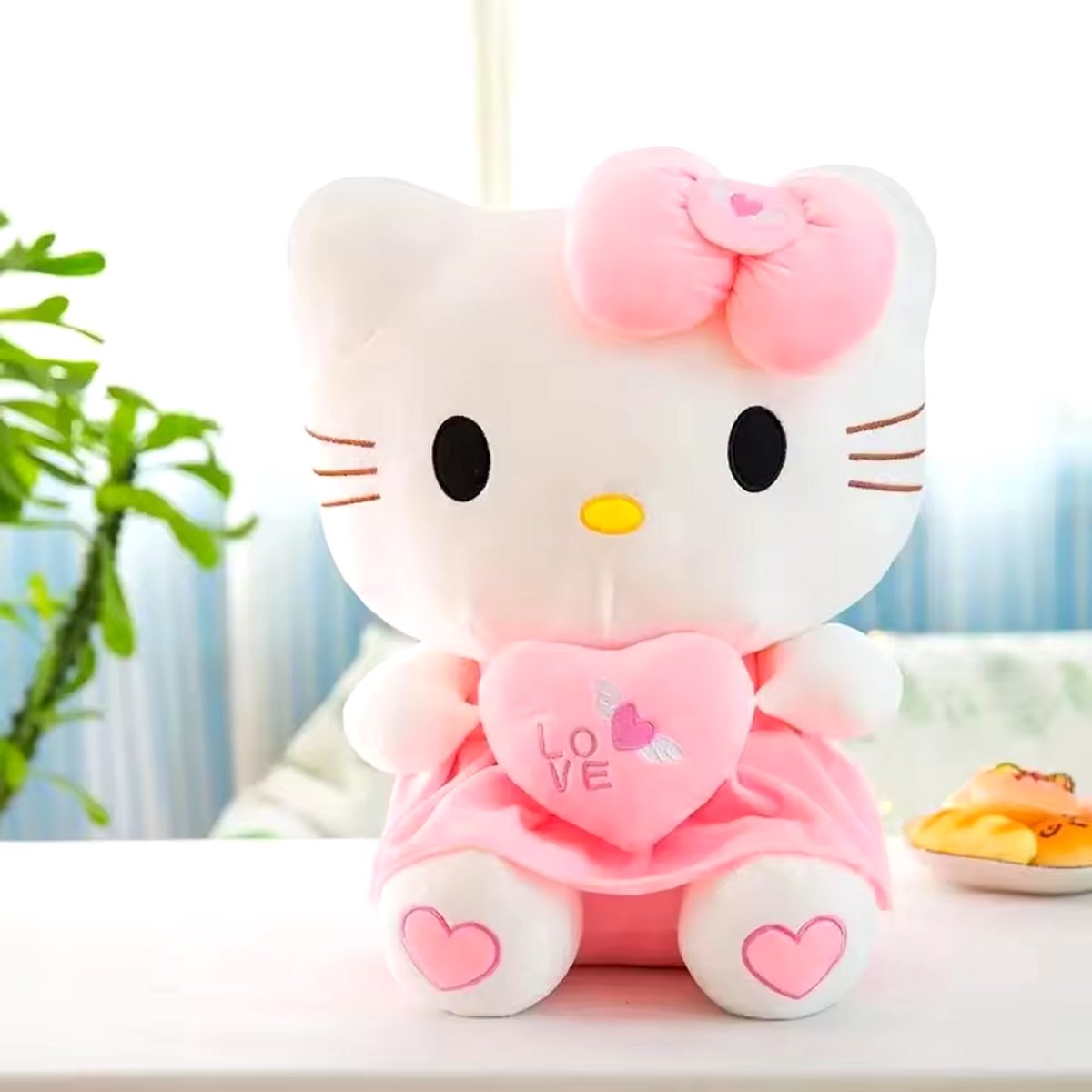 Sanrio - Hello Kitty knuffel zittend met hart - Kawaii - 25 cm