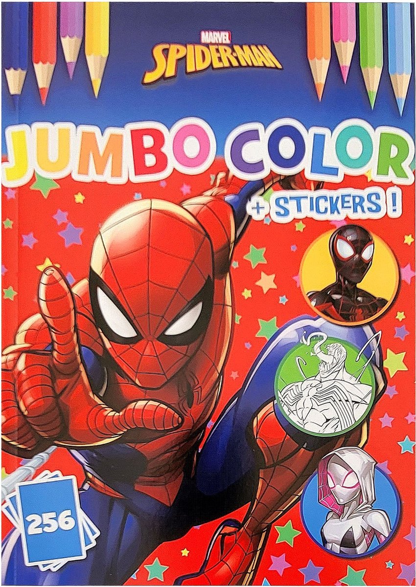 XXL Marvel Spiderman kleurboek - 256 kleurplaten en 4 stickervellen - superheld - knutselen