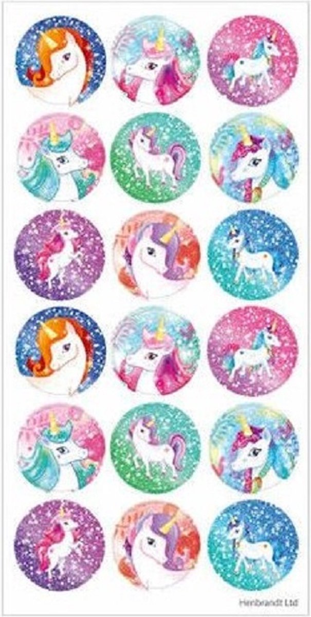10x stickervel eenhoorn - unicorn stickers 10 vellen - 180 stickers - funstickers