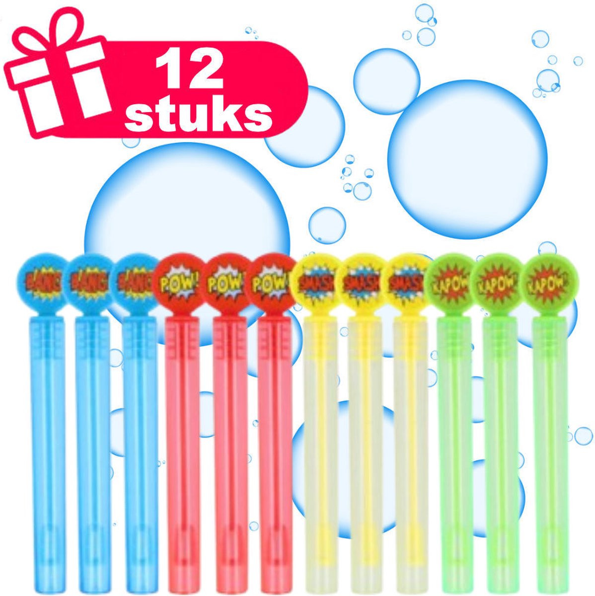 Henbrandt - 12 Stuks Superhelden / Superhero Mini Bellenblaas Staafjes (4ml) - Belleblaas Traktatie uitdeelcadeautjes voor kinderen & peuters - Traktaties en kinderverjaardagen - Klein grabbelton speelgoed voor in traktatie uitdeelzakjes