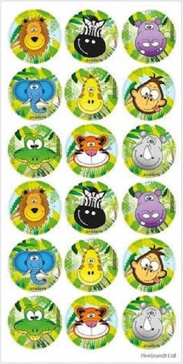 Stickervel 10x jungle dieren fun stickers