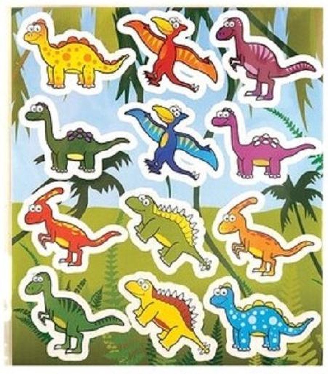 Stickervel dinosaurus 10x per stuk verpakt