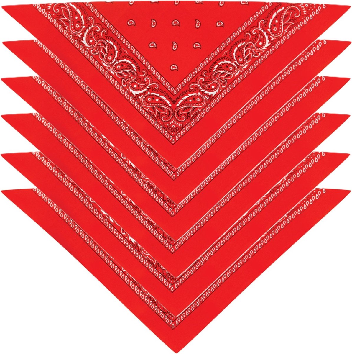 Bandana - 6x - rood - boeren zakdoek - dames/heren - driehoek - cowboy verkleedkleding