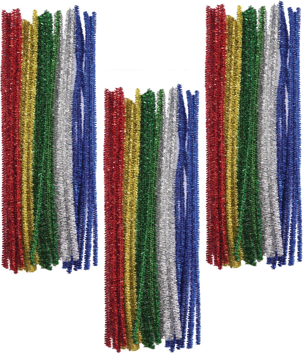 Chenille draad - 90x - glitter - 30 cm - hobby/knutsel materialen - hobbydraad - Chenilledraad