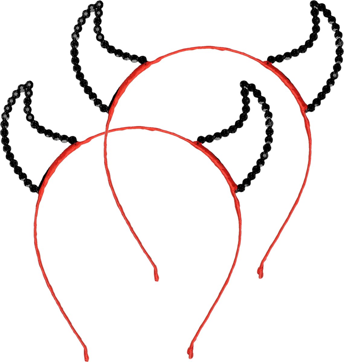 Halloween duivel hoorntjes - 3x - voor kinderen - strass glitter - diadeem - rood