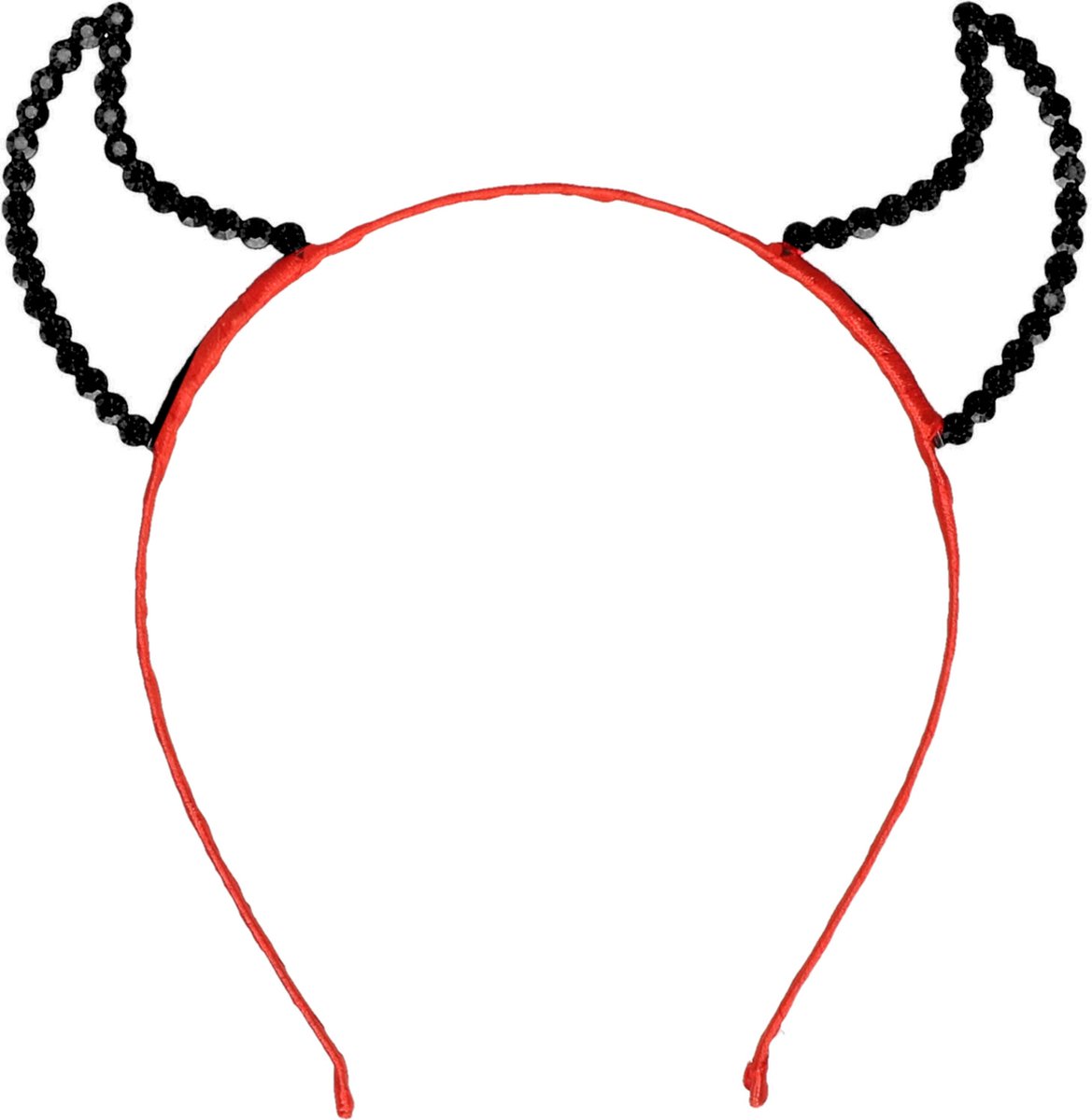 Halloween duivel hoorntjes - strass glitter - diadeem - rood - kunststof
