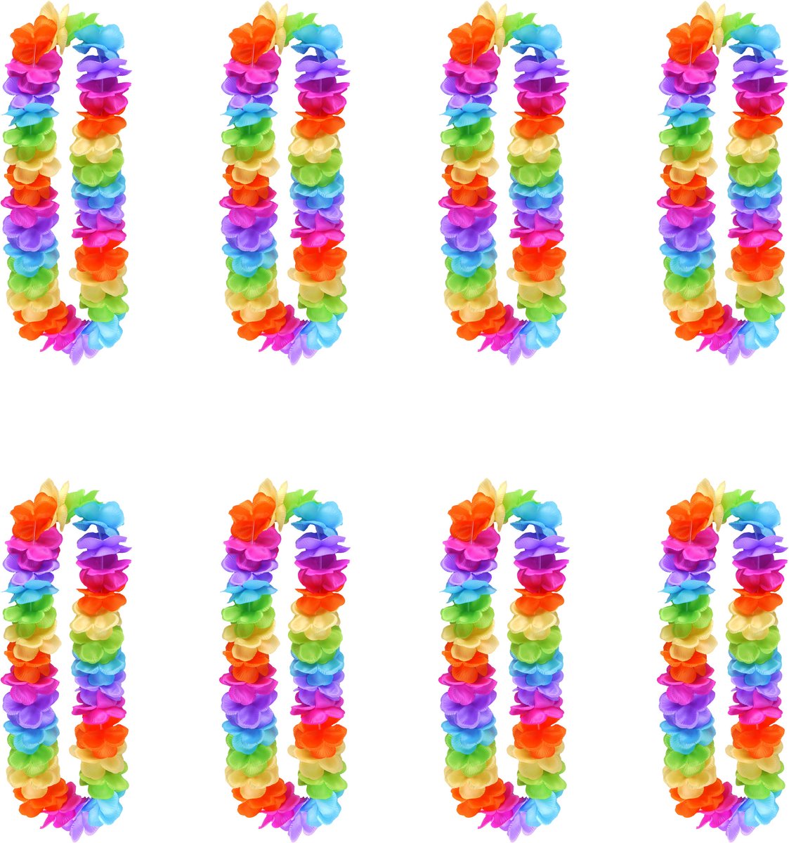 Henbrandt Hawaii krans slinger - 8x - regenboog kleuren mix - Carnaval - Themafeest - Pride - 100 cm