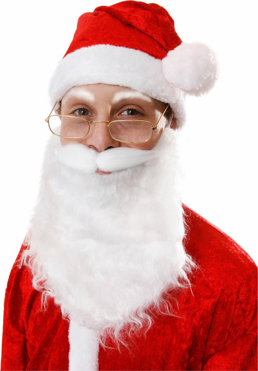 Henbrandt Kerstman baard - wit - polyester - elastiek band - kerstmanbaard