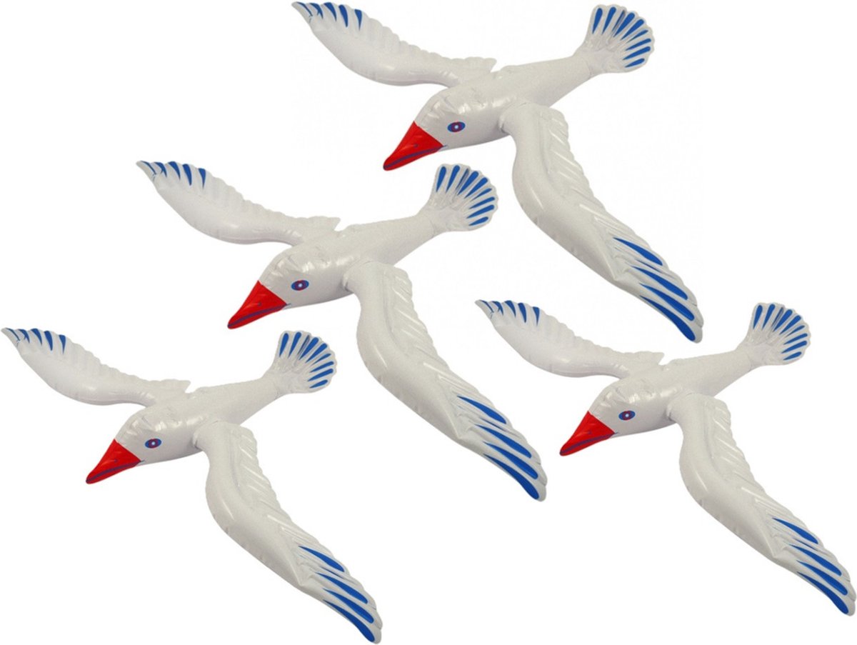 Henbrandt Opblaasbare meeuw vogel - 4x - 67 cm - Zeevogels - Maritieme decoraties