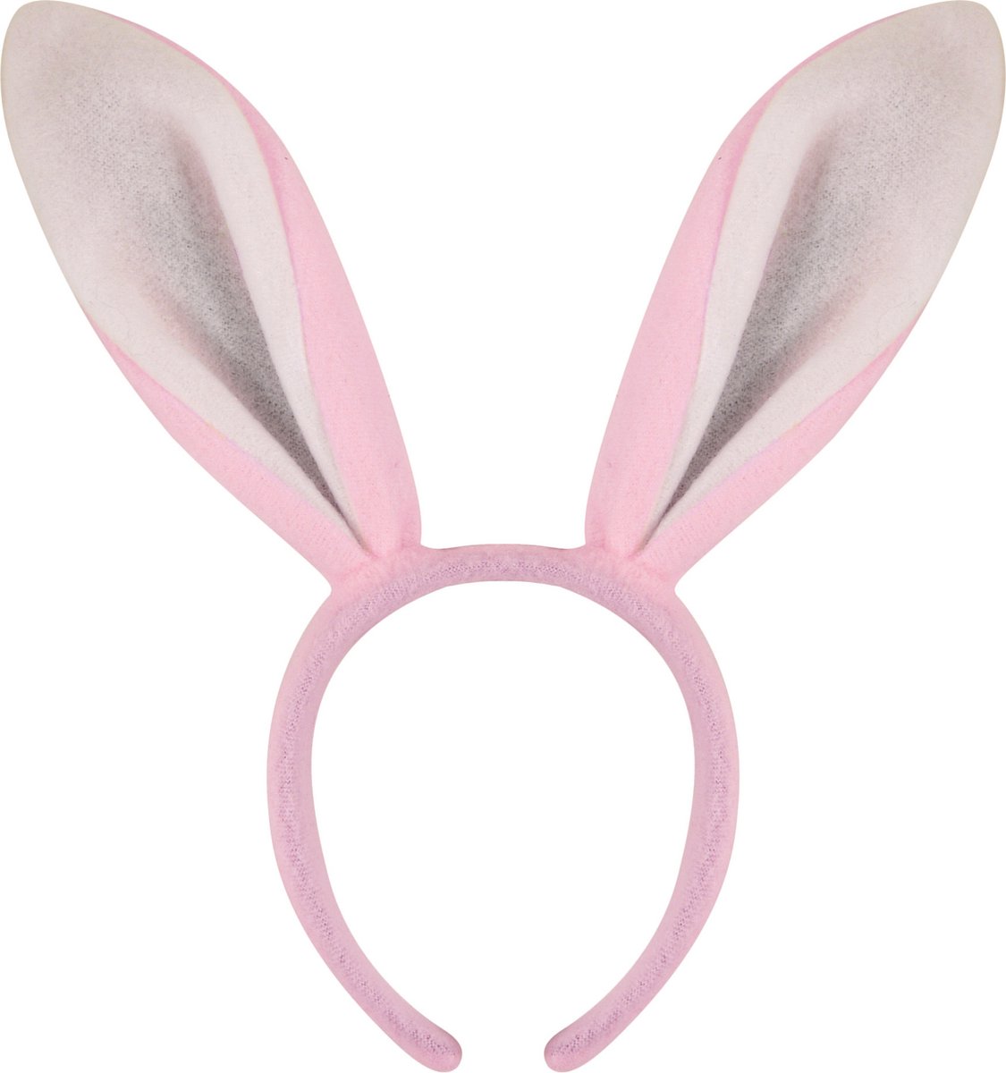 Konijnen/bunny oren roze met wit voor volwassenen 27 x 28 cm - Feest diadeem konijn/paashaas - Paas verkleedkleding