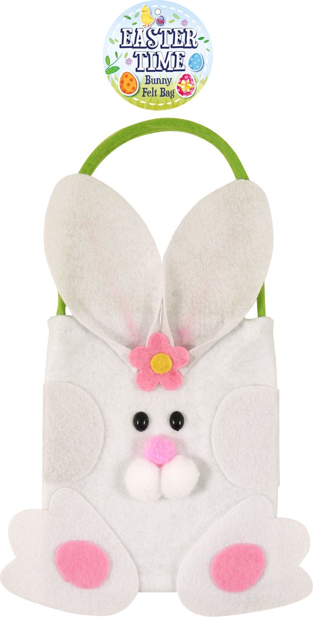 Paashaas eierenmandje/tasje vilt 17 x 23 cm - Pasen - Paas artikelen - Eieren zoeken