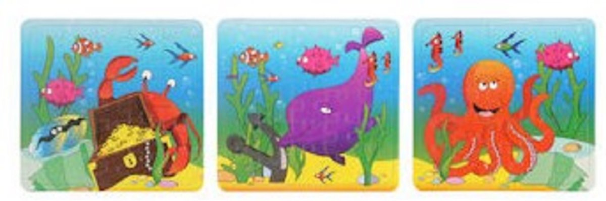 Puzzel zeedieren 3x minipuzzel sealife 25 stukjes