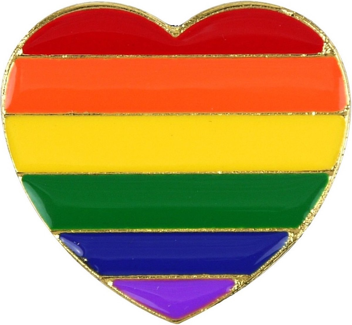 Regenboog gay pride kleuren metalen hartje pin/broche/badge 3 cm - Regenboogvlag LHBT accessoires