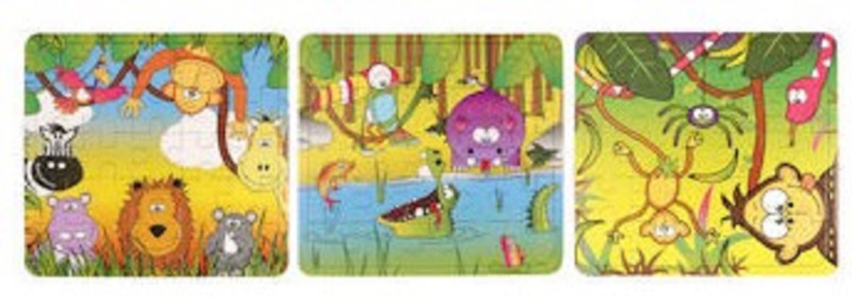 puzzel jungle 3x minipuzzel 25 stukjes