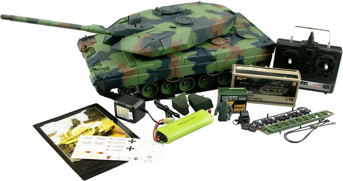RC tank   Leopard 2A6 2.4GHZ met schietfunctie rook en geluid